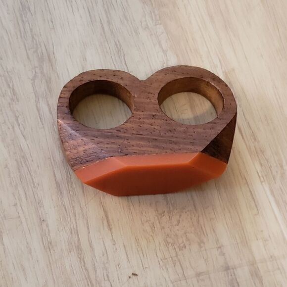 ORANGE Double Wood Ring - Picture 1 of 3